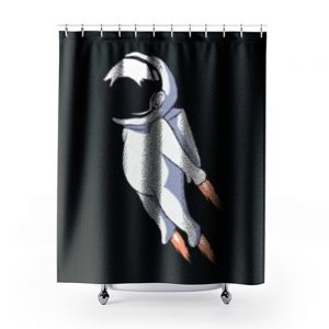 Cute astronaut flies using jet Shower Curtains