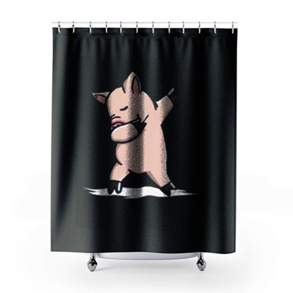 Dabbing Mini Pig Shower Curtains