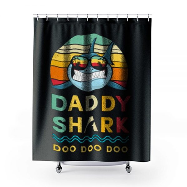 Daddy Shark Vintage Style Shower Curtains