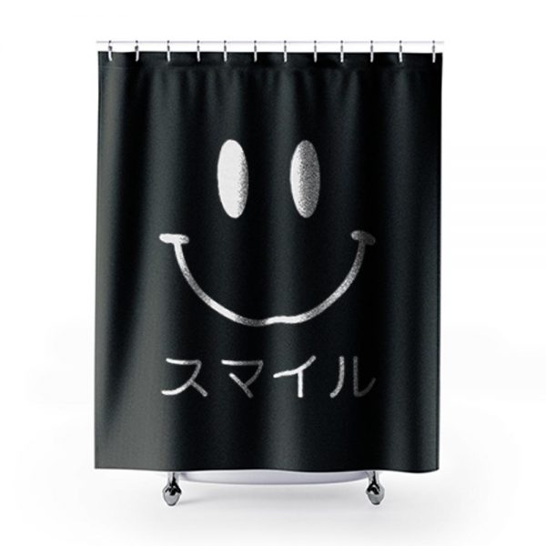 Japanese Smiley Smiley Face Minimal Shower Curtains