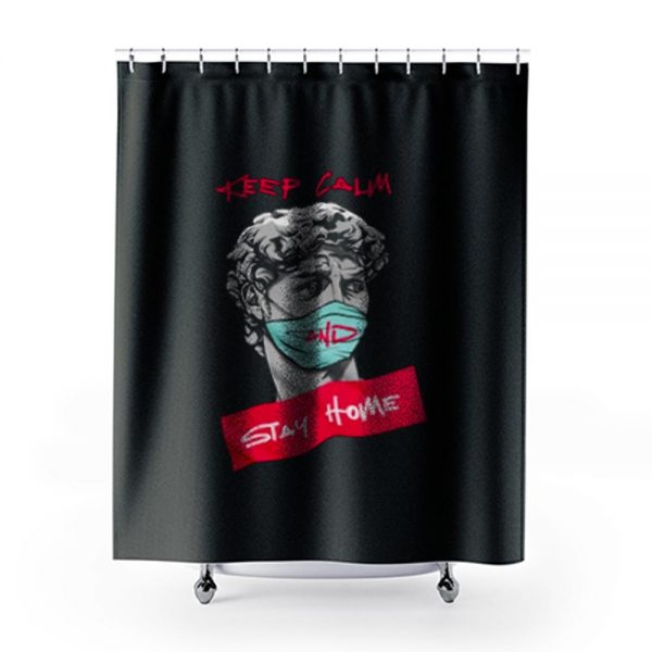 Keep Calm and Stay Home Shower Curtains