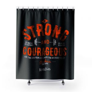 Kerusso Boys Athletic Shirt Navy Blue Strong Courageous Kids Christian Shower Curtains