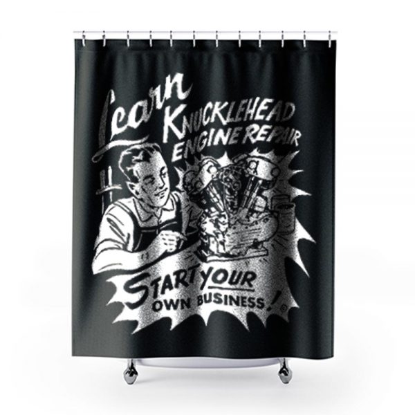 Knucklehead Repair Harley Engine Cannonball Vintage Shower Curtains