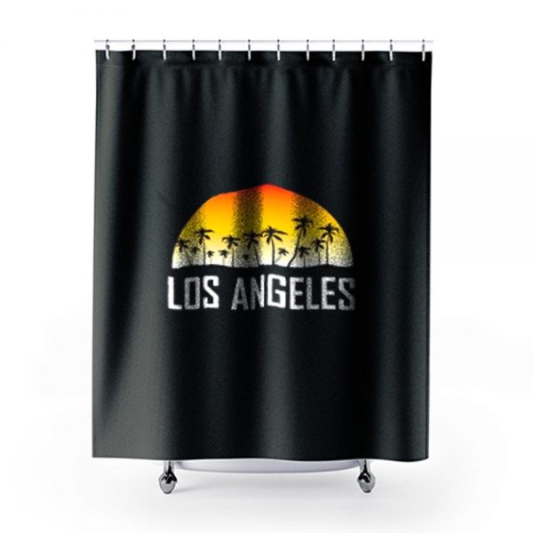Los Angeles California Sunset And Palm Trees Beach Vacation Shower Curtains