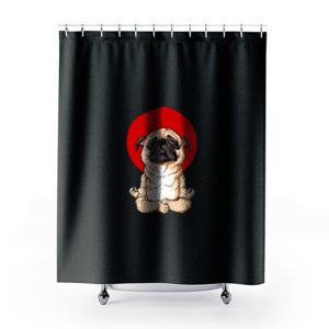 Meditation Pug Blood Moon Yoga Puppy Pet Dog Shower Curtains