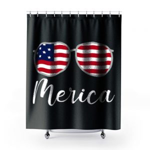 Merica Sunglasses USA Flag Shower Curtains
