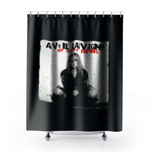 My Happy Ending Avril Lavigne Black And White Poster Shower Curtains
