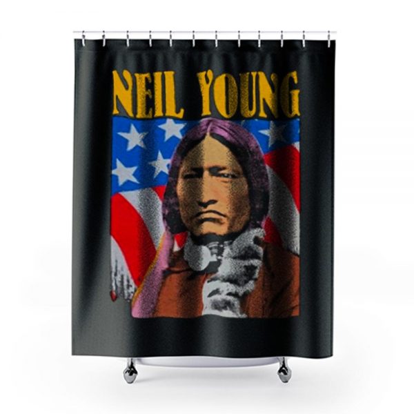 Neil Young Old Concert Tour Logo Music Legend Shower Curtains