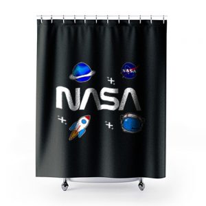 Neon Riot Nasa Planets Funny Helmet Spaceship Shower Curtains