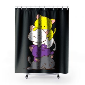 Nonbinary Gender and Genderqueer Cat Lovers Shower Curtains