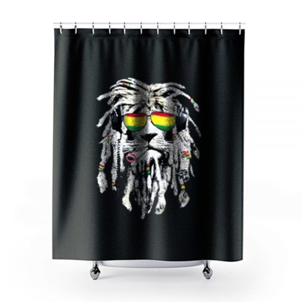Rasta Lion Reggae Smoke Blunt Marijuana Weed Shower Curtains