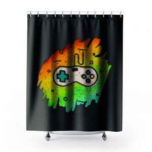 Retro Video Game Youth Vintage Gaming Distressed Shower Curtains