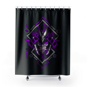 Samurai with Geometric Elements Shower Curtains