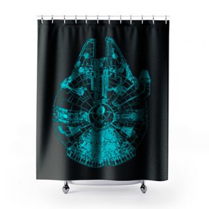 Star Wars Millennium Falcon Blue Outline Shower Curtains