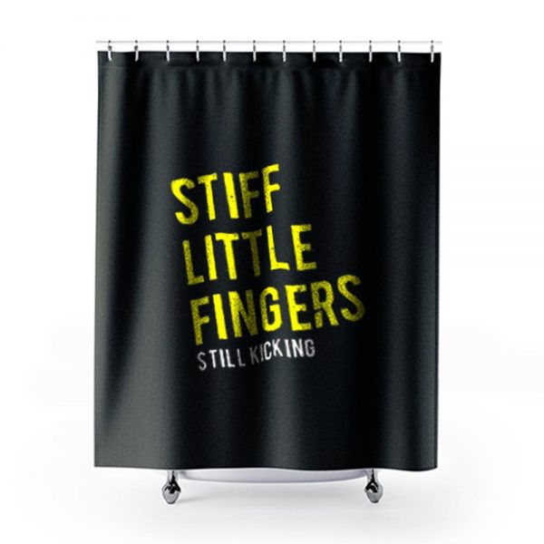 Stiff Little Fingers new tee black white Shower Curtains