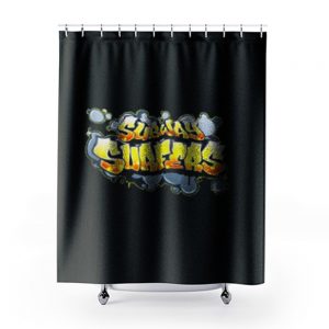 Subway Surfers Logo Game Retro Gaming Shower Curtains