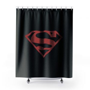 Superboy Superman Costume Red On Black Shield Dc Comics Shower Curtains