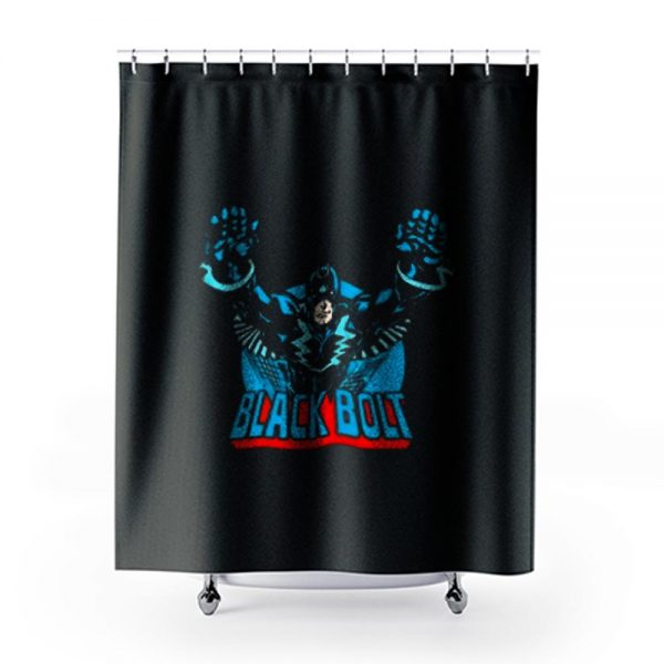 Superhero Comic Retro Black Bolt Shower Curtains