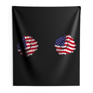 4th of July Sunflower Boobs USA flag Indoor Wall Tapestry