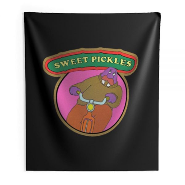 70s Pop Culture Classic Sweet Pickles Worried Walrus Indoor Wall Tapestry