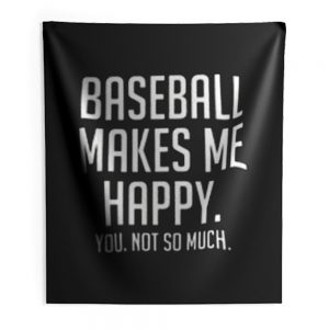 Baseball Makes Me Happy Indoor Wall Tapestry