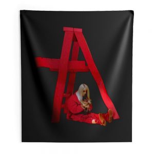 Billie Eilish In Red Action Indoor Wall Tapestry