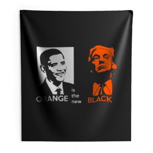 Black Orange Obama And Trump Indoor Wall Tapestry