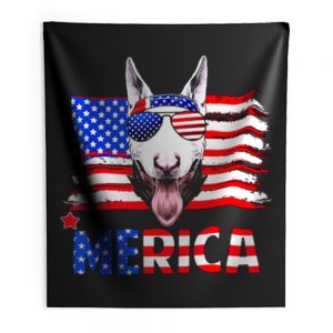 Bull Terrier Merica For 4th July United State Cute Indoor Wall Tapestry
