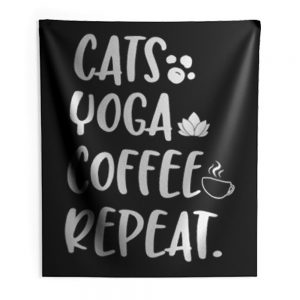 Cats Coffee Caffeine Yoga Indoor Wall Tapestry