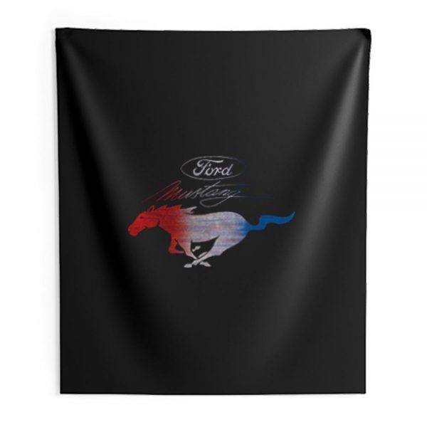 Classic Ford Mustang Usa Vintage Silver Car Logo Cars And Trucks Indoor Wall Tapestry