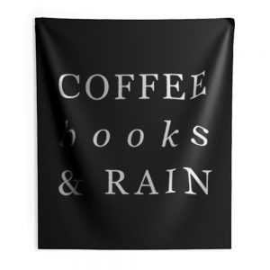 Coffee Books Rain Typography Indoor Wall Tapestry