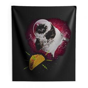 Cute Astronot Cat Get Nachos Indoor Wall Tapestry
