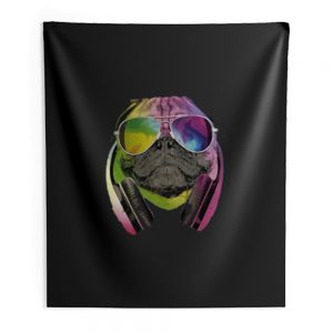Dj Pug Colourful Indoor Wall Tapestry