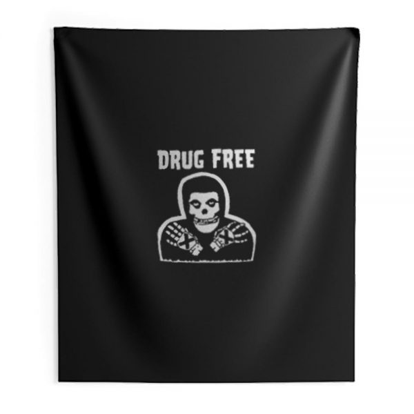 Drug Free Horror Movie Emo Skull Indoor Wall Tapestry