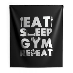 Eat Sleep Gym Repeat Indoor Wall Tapestry