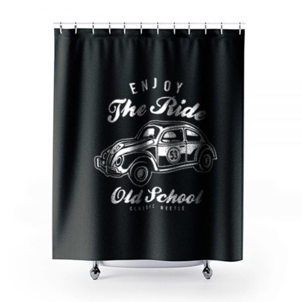 Enjoy The Ride Beetle Old School Car Shower Curtains