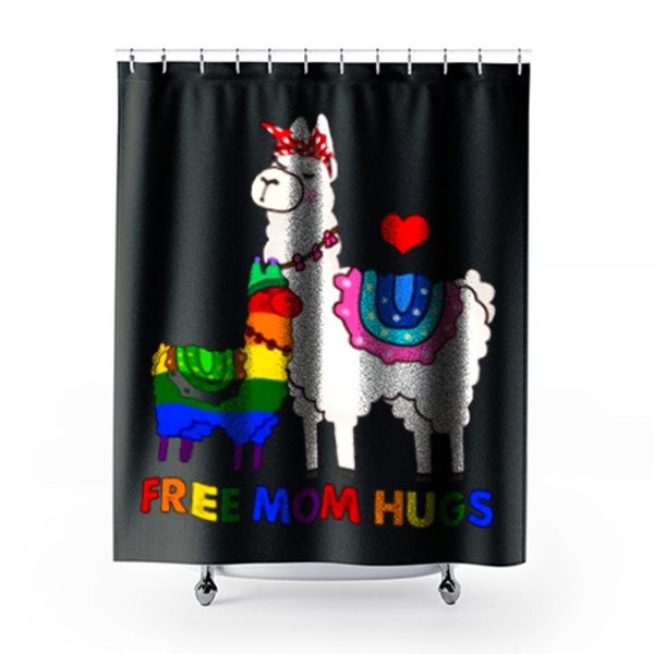 Free Mom Hugs Cute Llama LGBT Support Shower Curtains