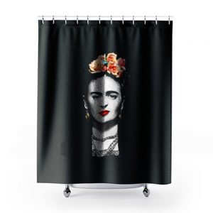 Frida Kahlo With Flowers Poster Artwork Long Sleeve Shower Curtains