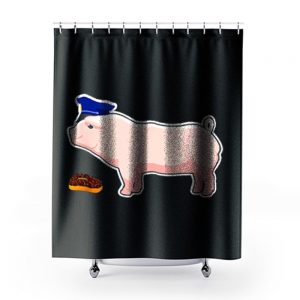 Funny Police Officer Pig Cop and Doughnut Shower Curtains