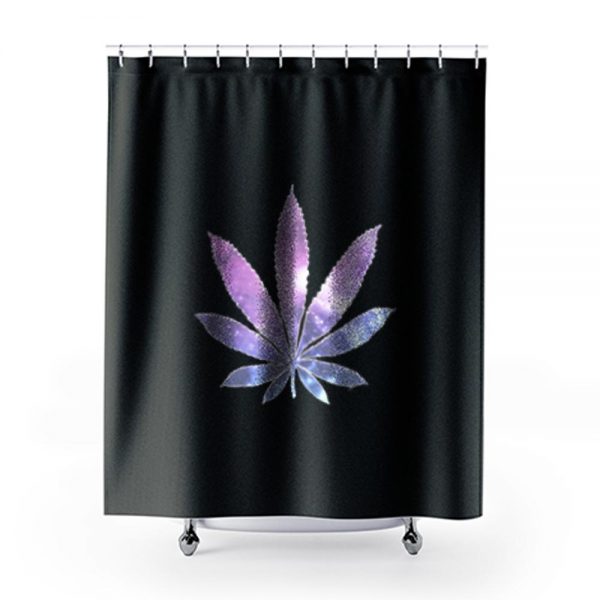 Galaxy Marijuana Leaf Shower Curtains