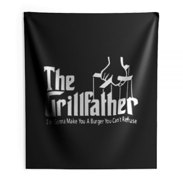 Grillfather Funny Fathers Day Bbq Barbecue Grill Dad Grandpa Indoor Wall Tapestry