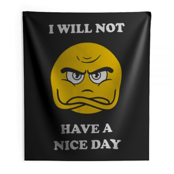 Grumpy Emoji I Will Not Have A Nice Day Indoor Wall Tapestry