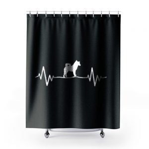 Heart Beat Rate Pulse Alaskan Malamute Dog Walking Shower Curtains