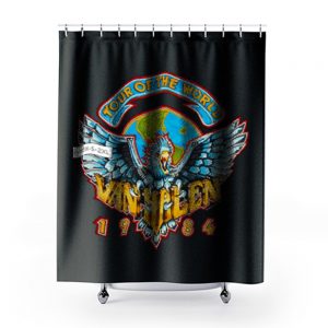 Heavy Cotton Van Halen 1984 World Tour Men Black Concert Shower Curtains