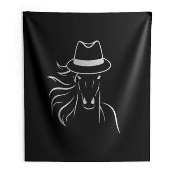 Horse With Fedora Hat Indoor Wall Tapestry