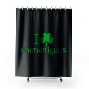 I Love Shenanigans Shamrock Clover Irish Shower Curtains