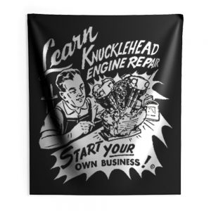 Knucklehead Repair Harley Engine Cannonball Vintage Indoor Wall Tapestry