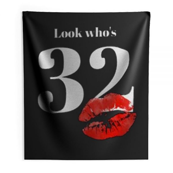 Look Whos 32 Kiss Indoor Wall Tapestry