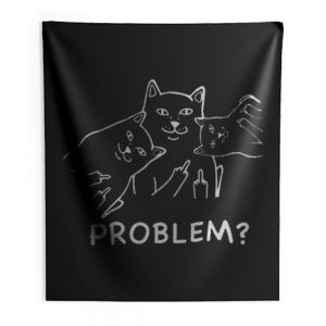 Middle finger cat Indoor Wall Tapestry