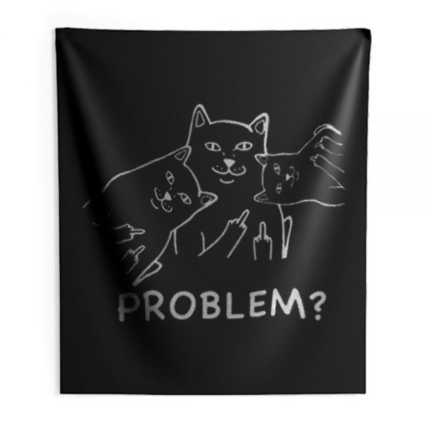 Middle finger cat Indoor Wall Tapestry